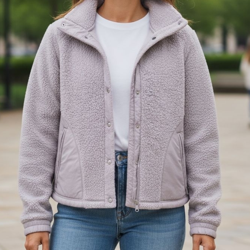 Lululemon Athletica Go Cozy Light Gray Sherpa Jacket